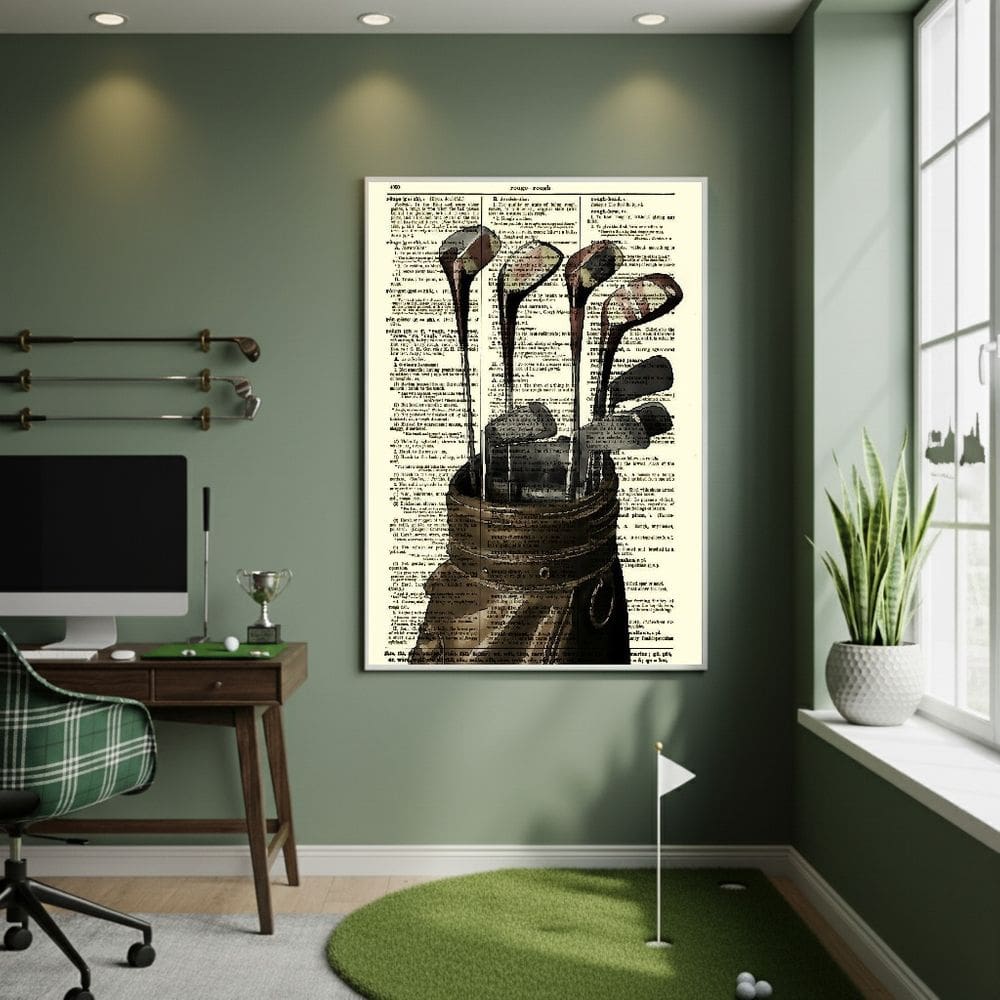 Quadro Página Tacos De Golfe 70x50cm Mold Branca