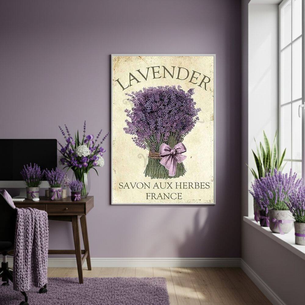 Quadro Decorativo Lavanda Branda - 70x50cm Mold Preta