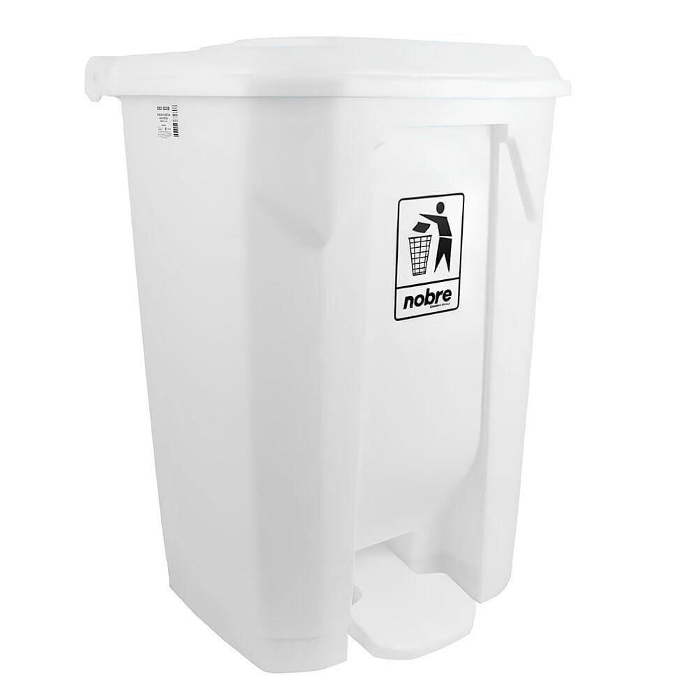 Lixeira Em Plástico Resistente 100 Litros Com Pedal - Branca