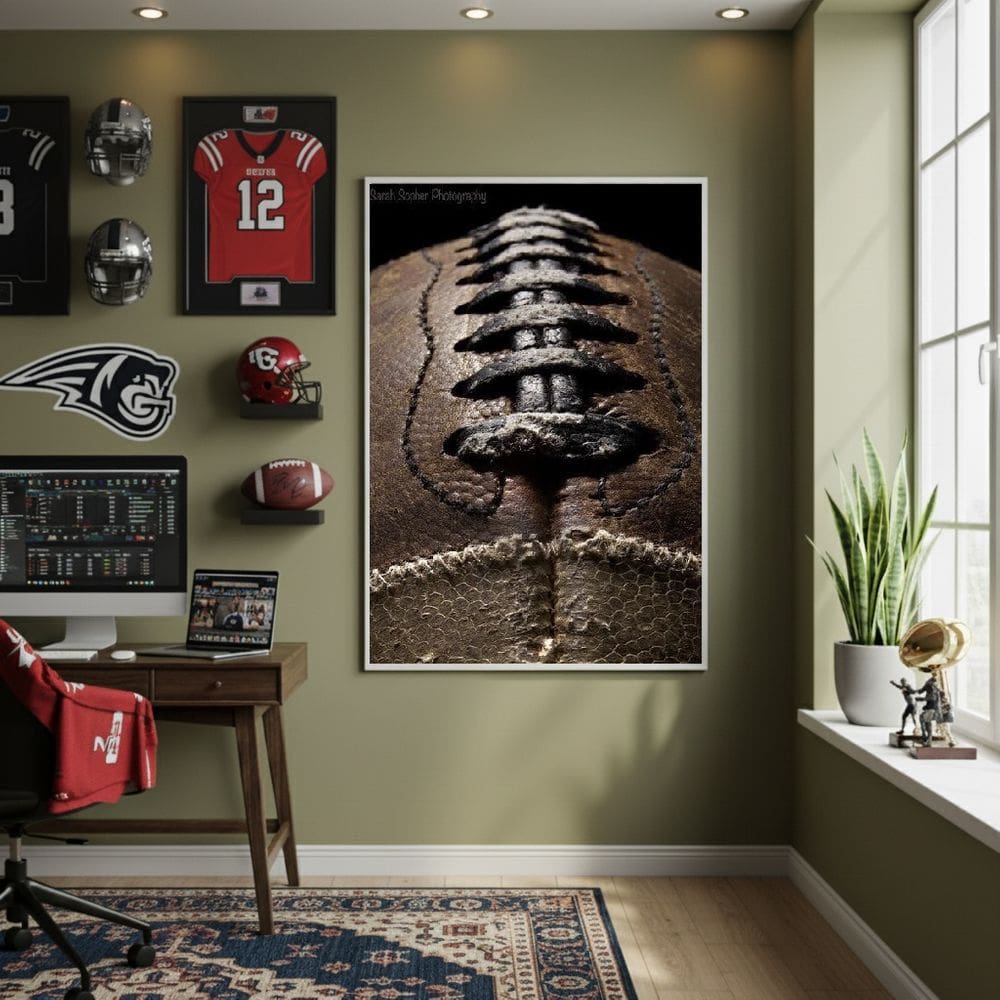 Quadro Bola Futebol Americano 70x50cm Mold Preta