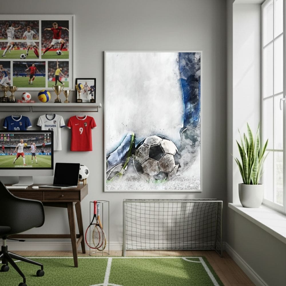 Quadro Decorativo Drible No Futebol-70x50cm