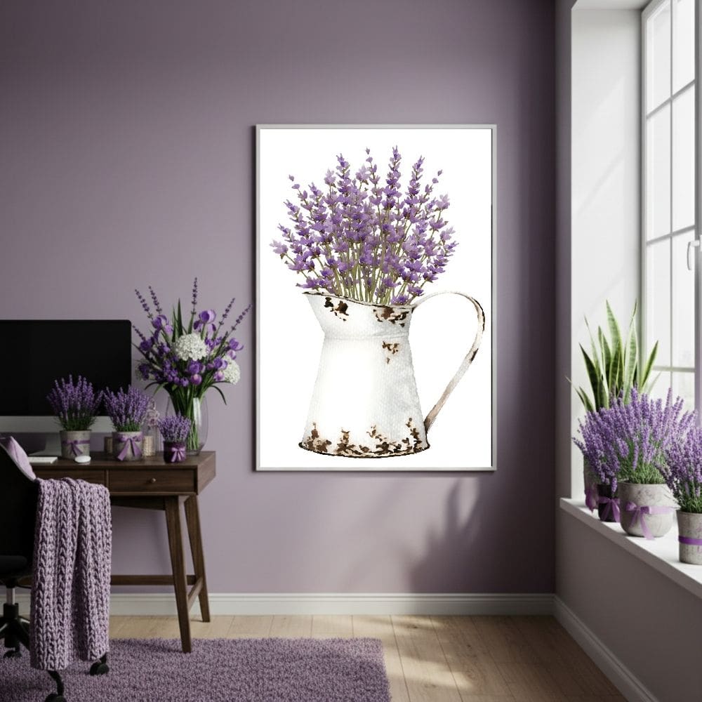 Quadro Decorativo Lavanda Calma - 70x50cm Mold Branca