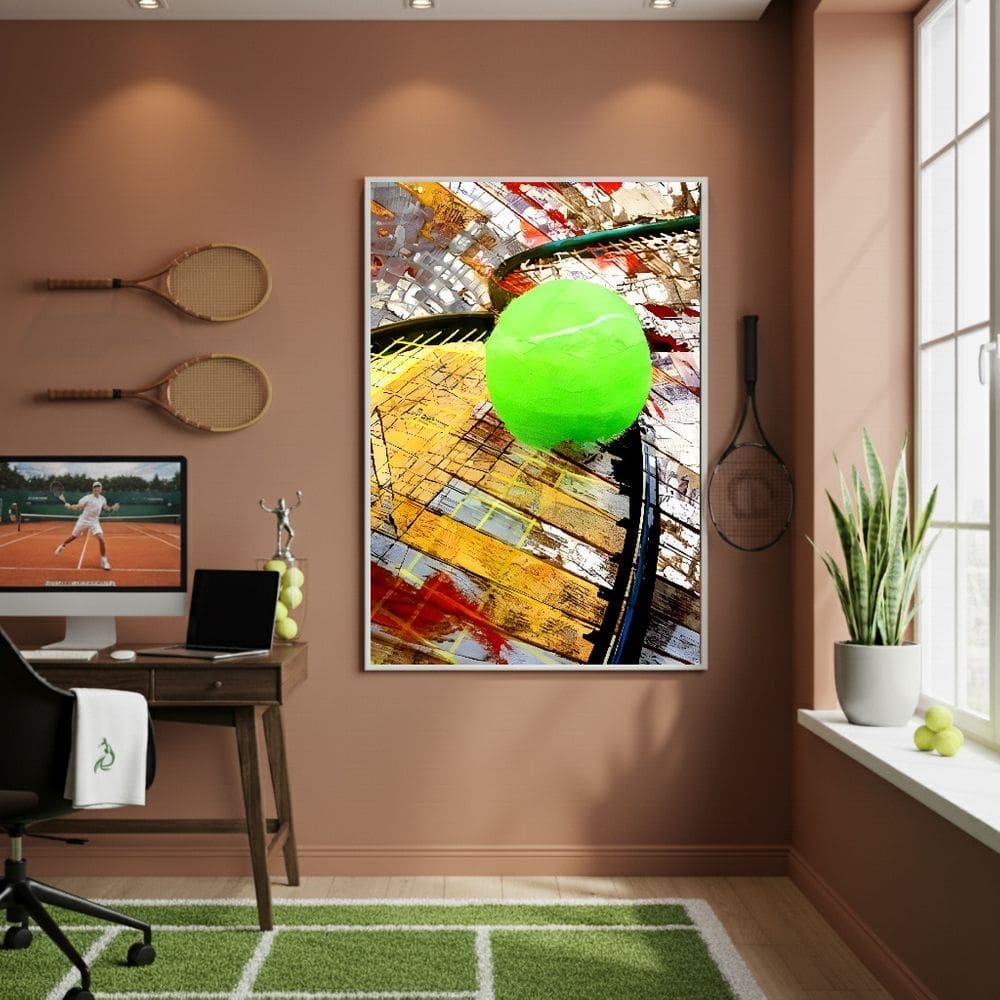 Quadro Decorativo Uma Bola De Tênis-70x50cm Mold Preta