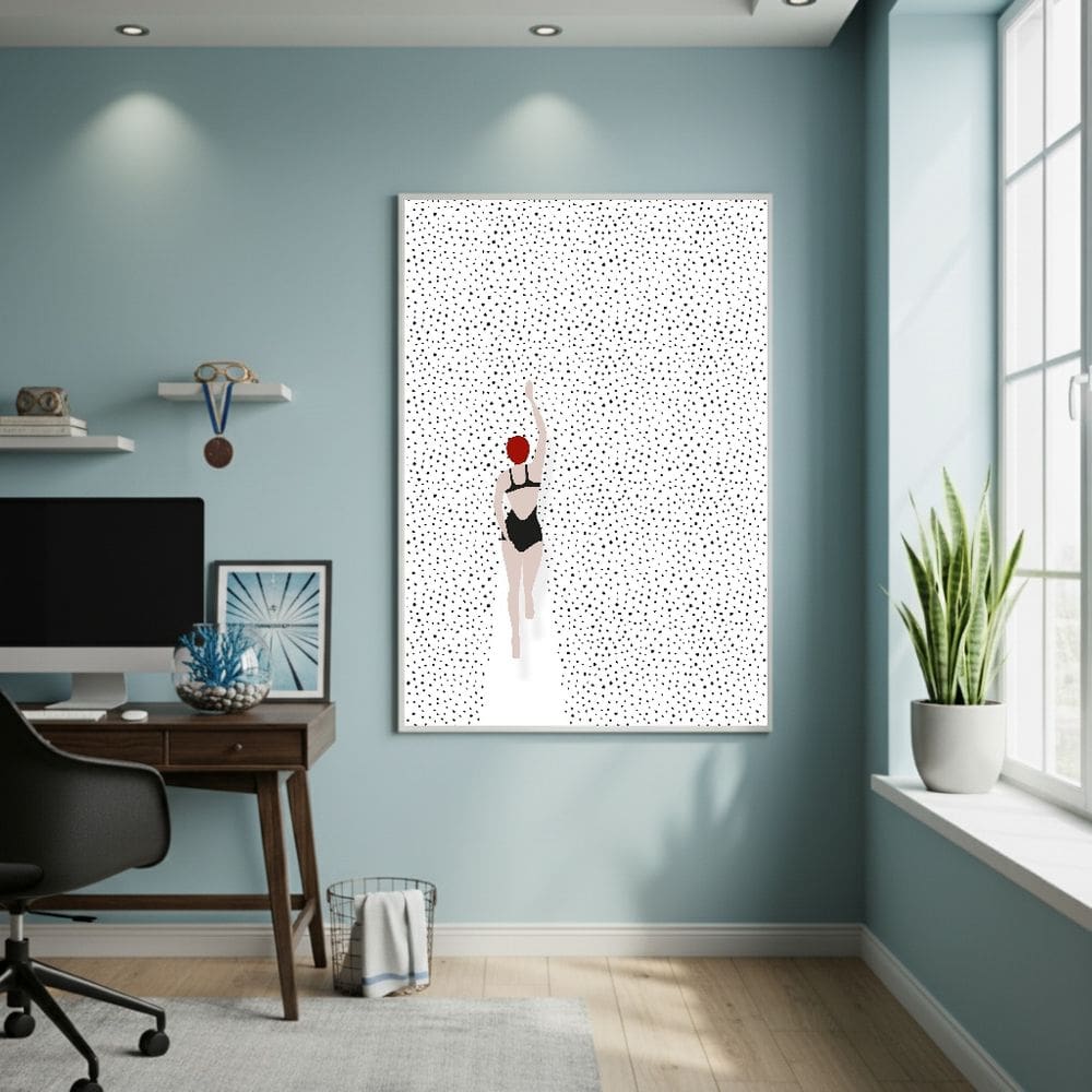 Quadro Arte Natação 70x50cm Mold Branca