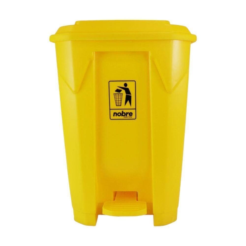Lixeira Plástica Com Pedal 50l Amarela Grande áreas Externas - Nobre