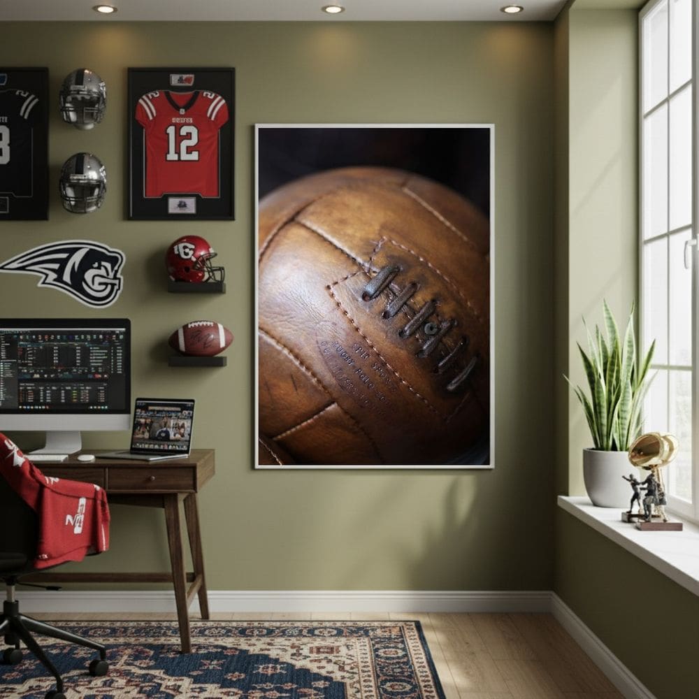 Quadro Bola Futebol Americano 70x50cm Mold Preta