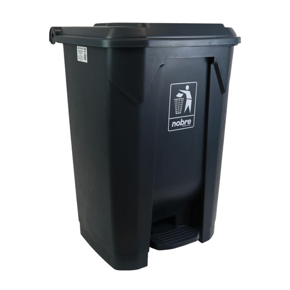 Lixeira Plástica Com Pedal 80l Cinza áreas Externas Grande - Nobre