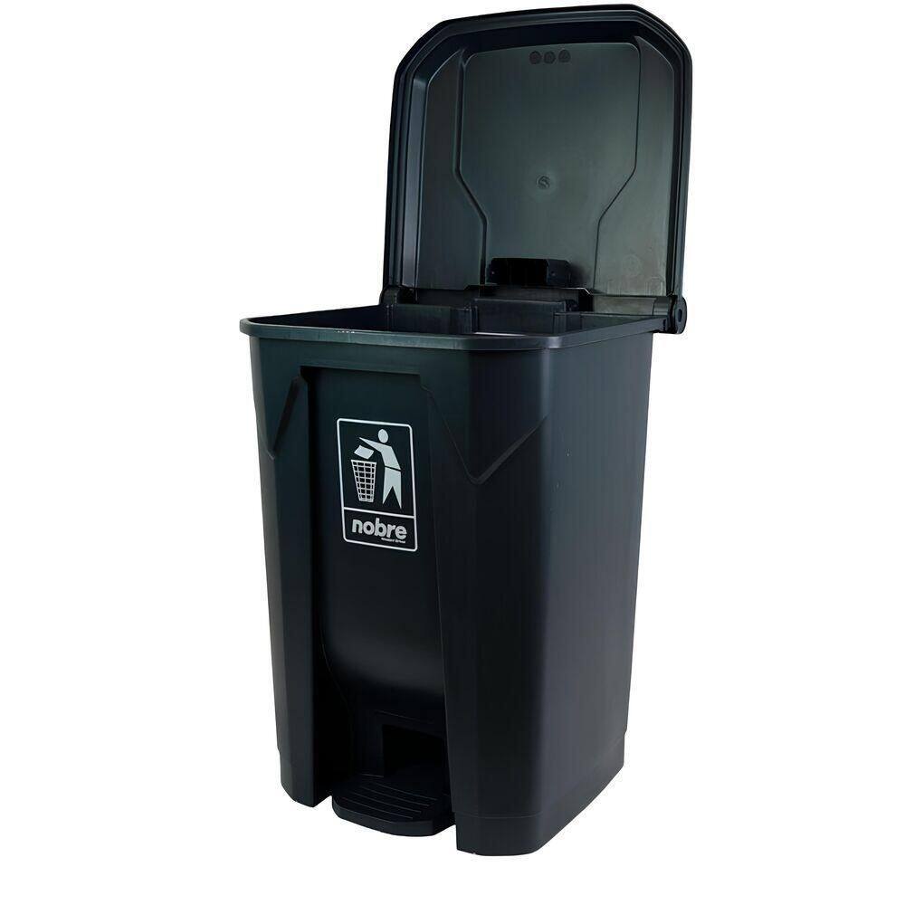 Lixeira Plástica Com Pedal 50l Cinza áreas Externas Grande - Nobre