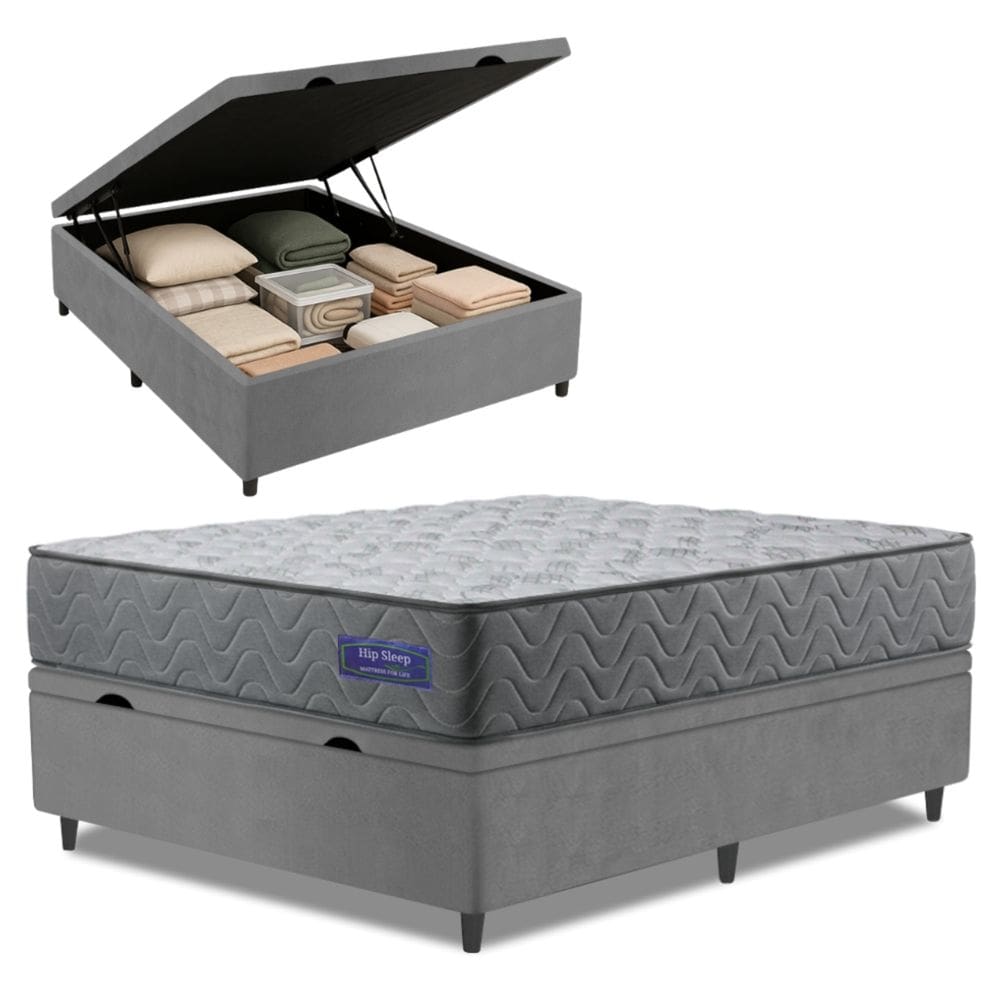 Cama Box Baú Colchão Casal Molas Ensacadas Atlanta 138x188x63cm Apolo