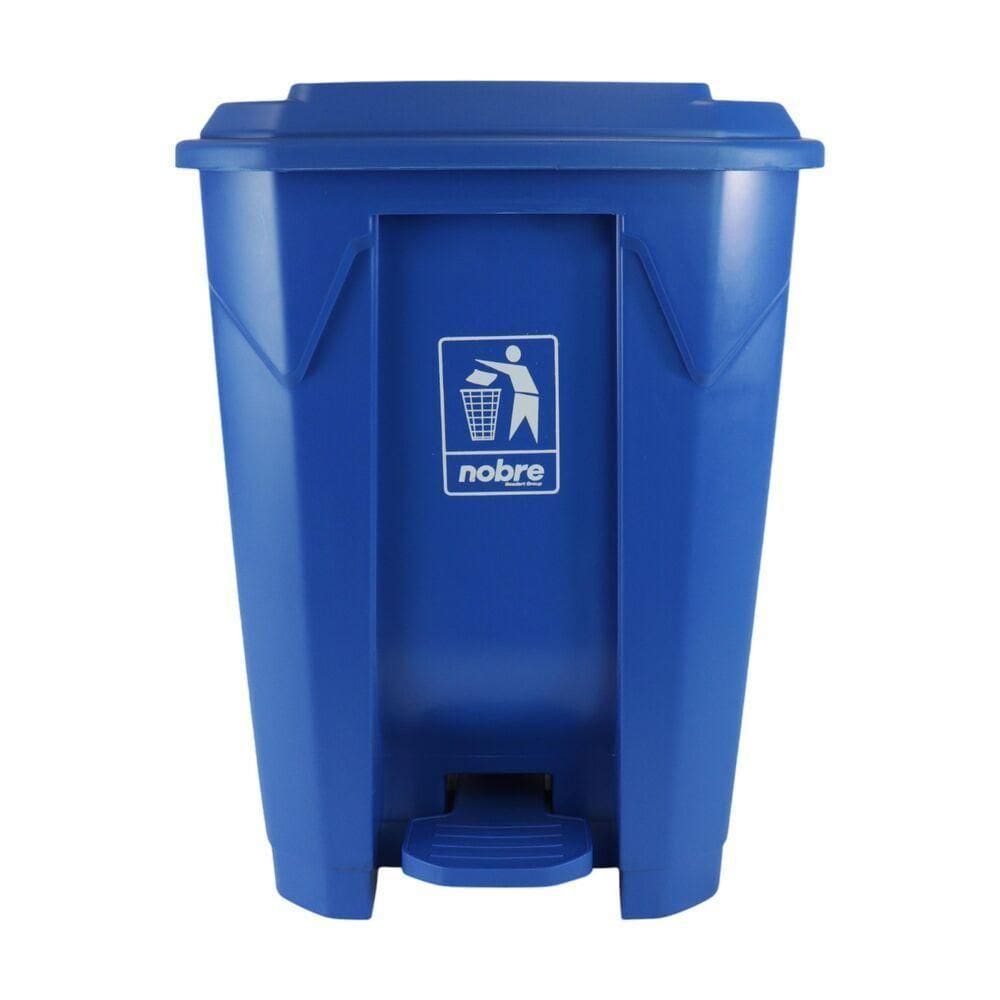 Lixeira Plástica Com Pedal 50l Azul Grande áreas Externas - Nobre
