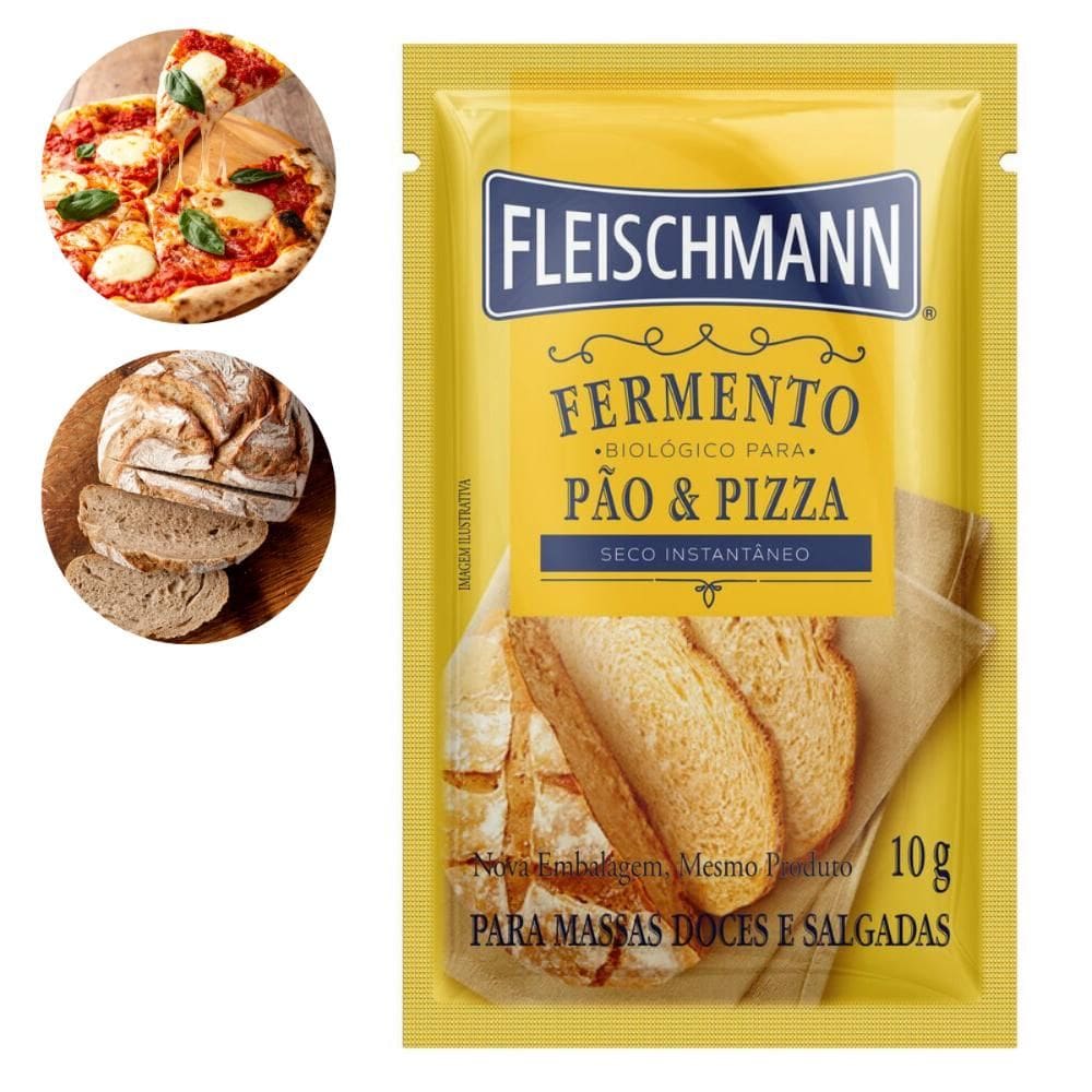 Fermento Biológico Seco 10g Massa Pão e Pizza Instantâneo Fleischmann