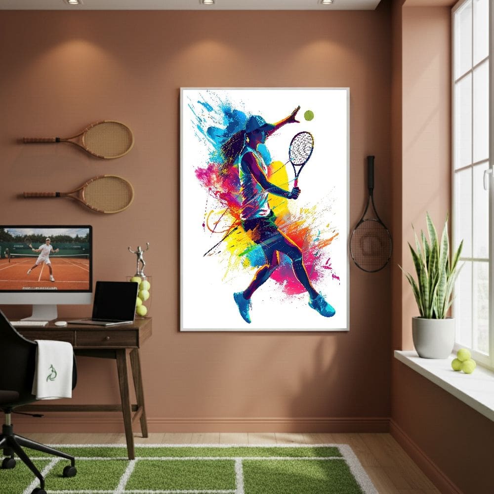 Quadro Arte Jogadora De Tênis-70x50cm Mold Branca