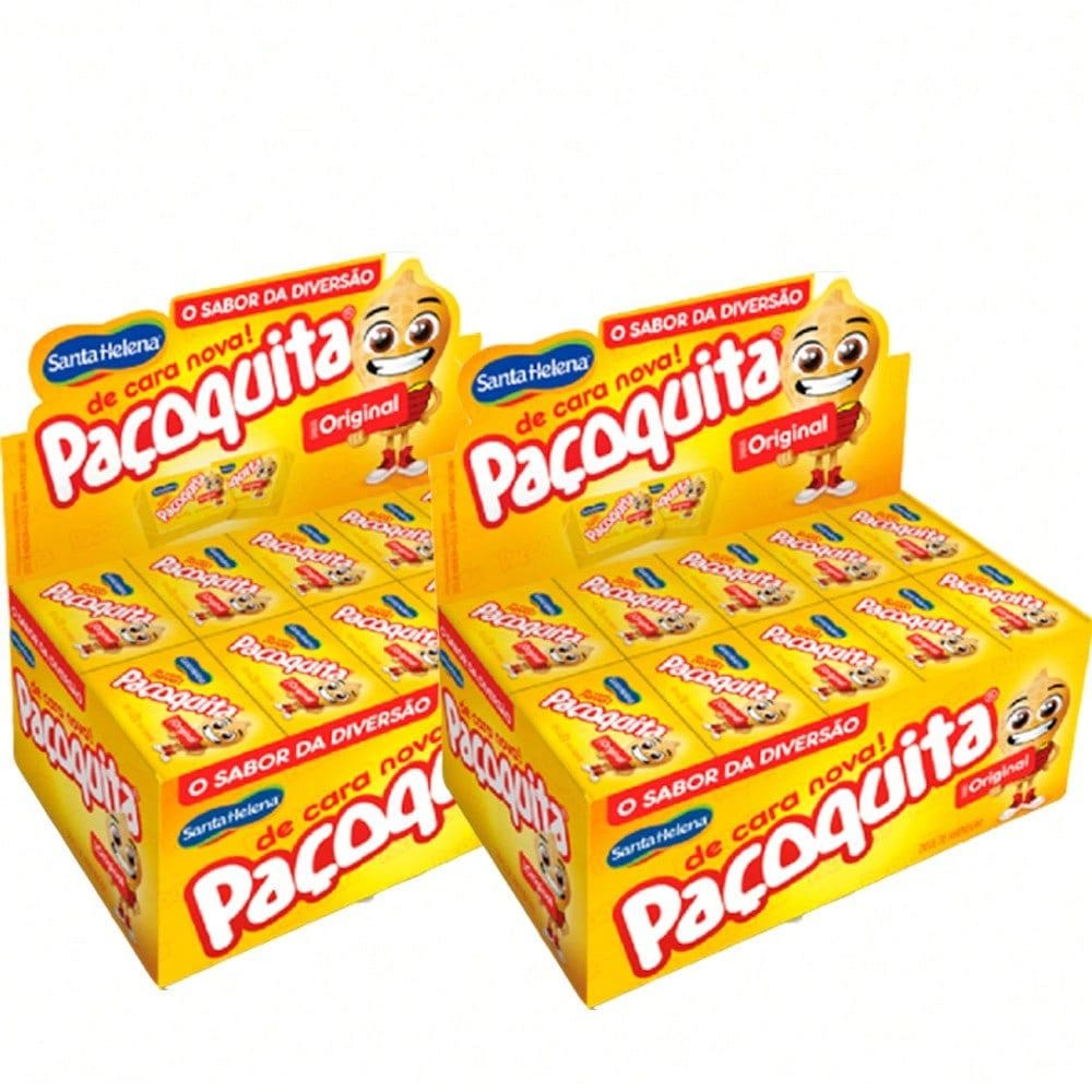 2cx Paçoca Paçoquita Quadrada Embalada Display 1Kg - Total 100 Paçocas