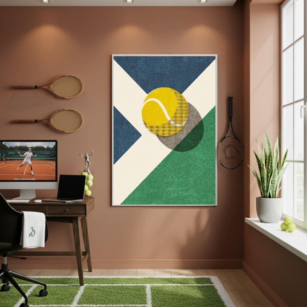 Quadro Decorativo Bola De Tênis-70x50cm Mold Preta