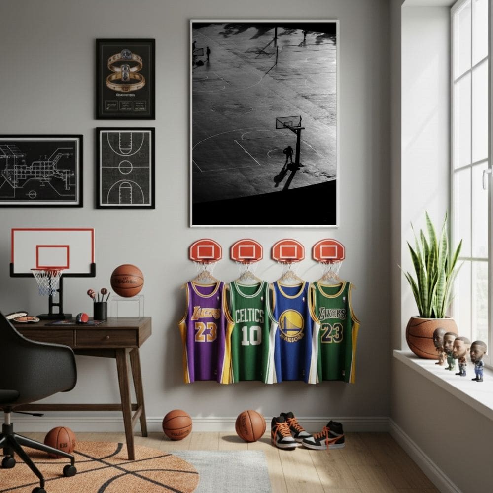 Quadro Decorativo Quadra De Basquete-70x50cm