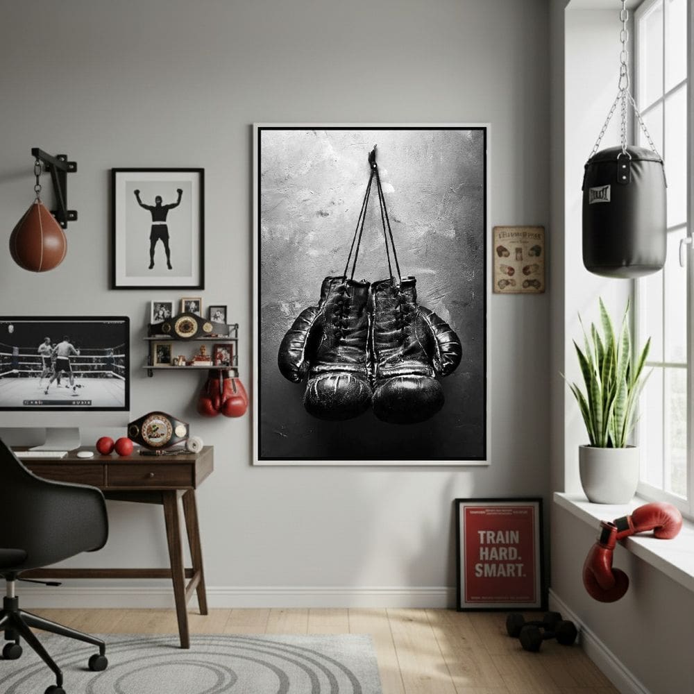 Quadro Decorativo Luvas De Boxe-70x50cm Mold Branca