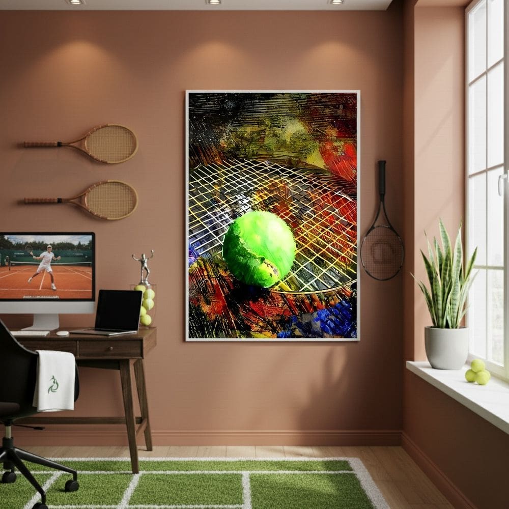 Quadro Decorativo Arte Bola De Tênis-70x50cm Mold Preta