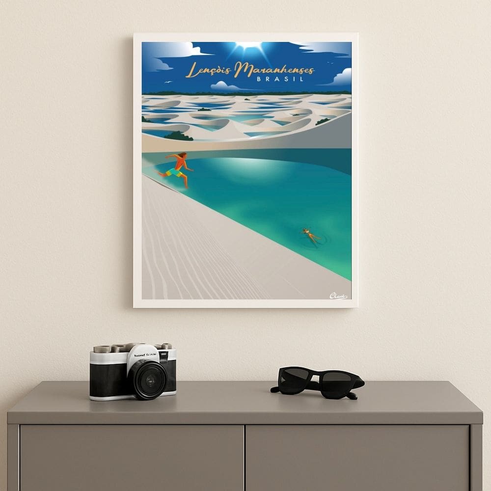 Quadro Lençois Maranhenses Brasil 33x24cm Mold Preta Vidro