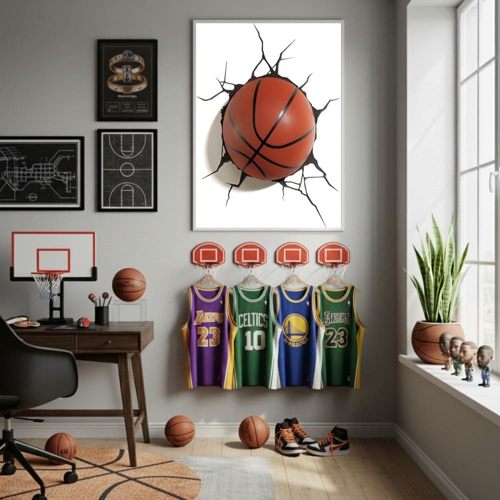 Quadro Decorativo Bola De Basquete-70x50cm