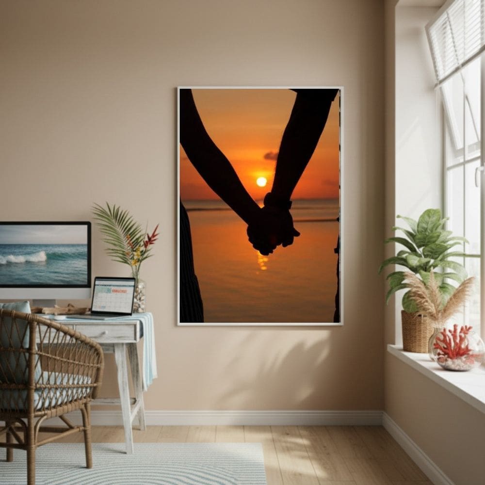 Quadro Decorativo Mãos Dadas No Horizonte-70x50cm