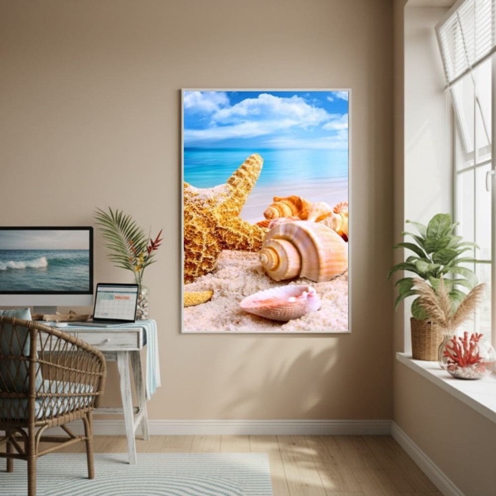 Quadro Decorativo Vida Marinha Na Praia-70x50cm