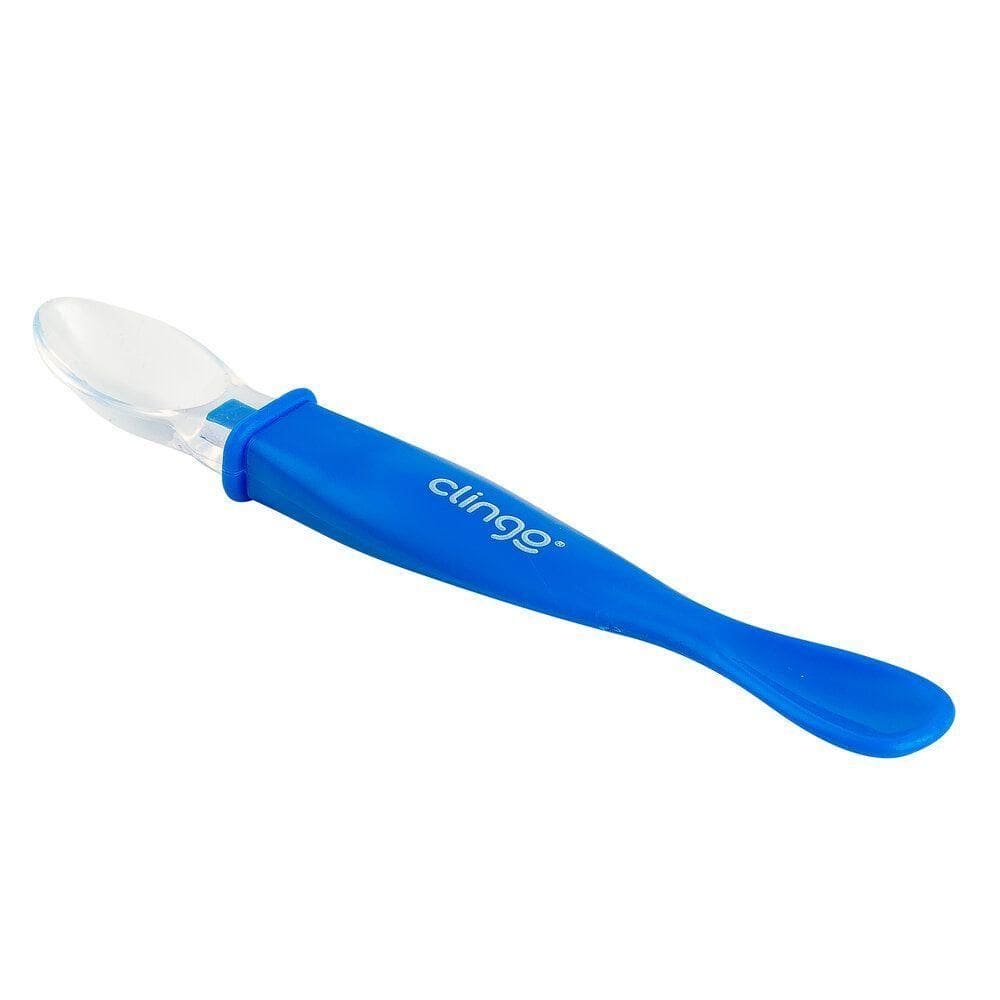 Colher Silicone Ponta Dupla Cores Vibrantes Azul