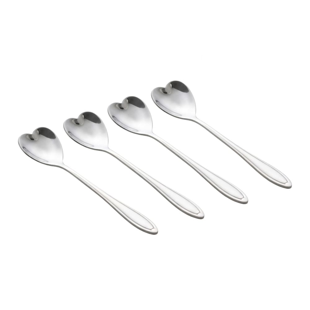 Conjunto 4 Colheres Aço Inox para Chá Heart Prata Wolff