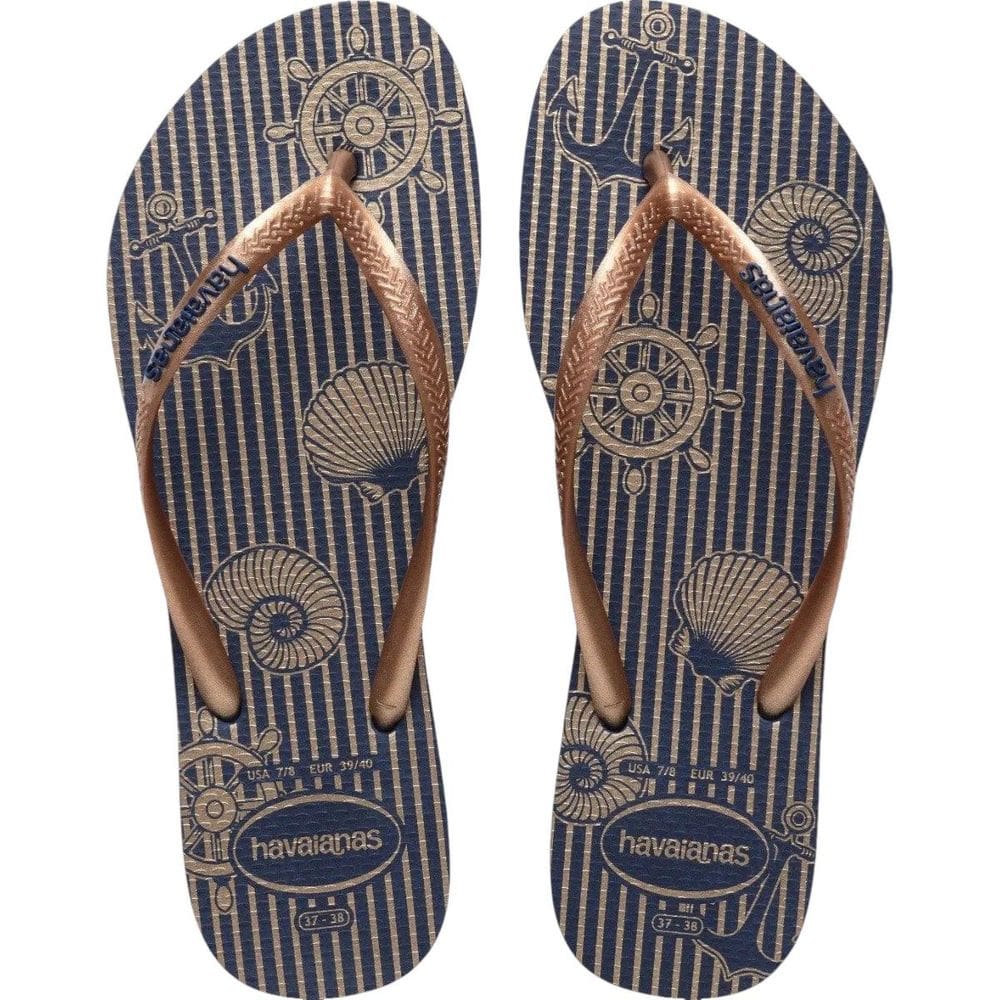 Chinelo Casual Feminino Dedo Borracha Havaianas Slim Nautical
