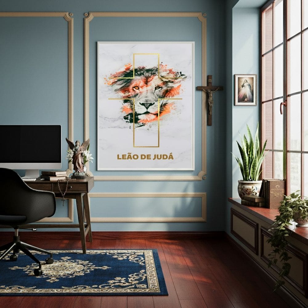 Quadro Decorativo Leão da tribo de Judá - 70x50cm