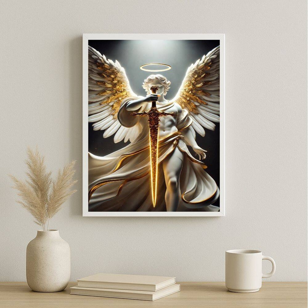 Quadro Poderoso São Miguel Arcanjo 24x18cm - com vidro