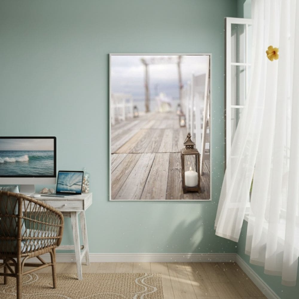 Quadro Decorativo Deque De Madeira-70x50cm