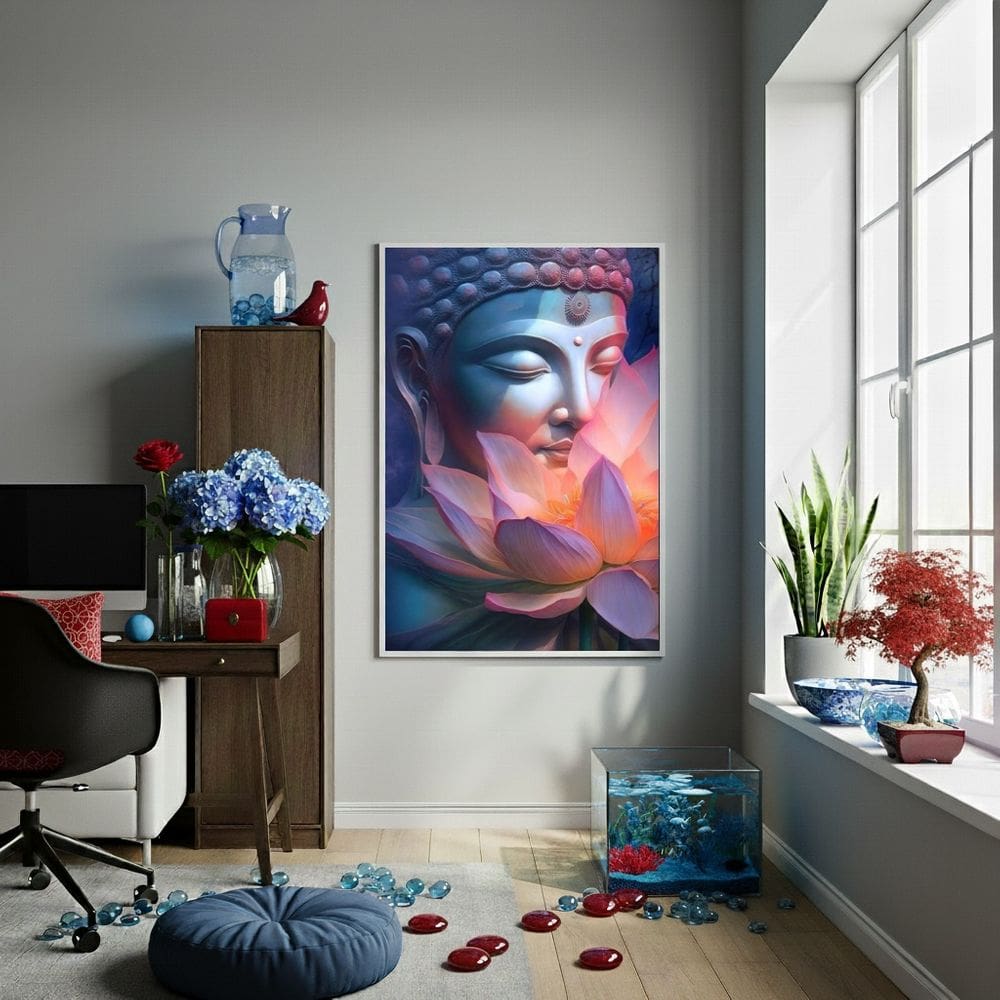 Quadro Buda Flor De Lotus  - 70x50cm