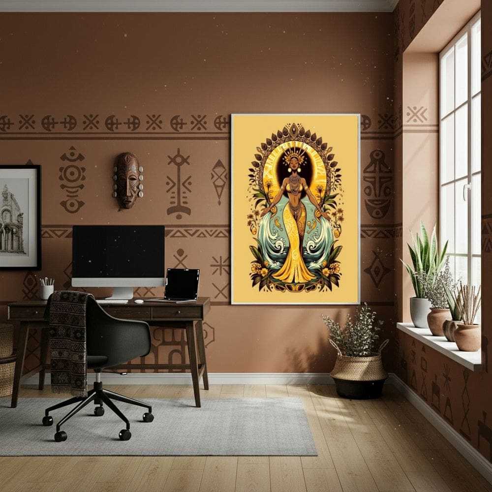 Quadro Oxum - Divindade dos Rios e Cachoeiras - 70x50cm