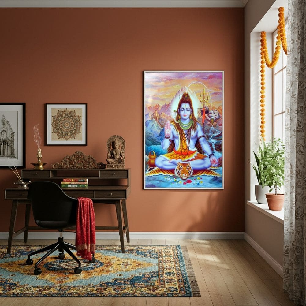 Quadro Deus Hindu Shiva O Destruidor e Regenerador - 70x50cm