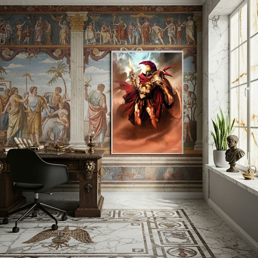 Quadro Ares Deus Grego da Guerra da Ira da Força - 70x50cm