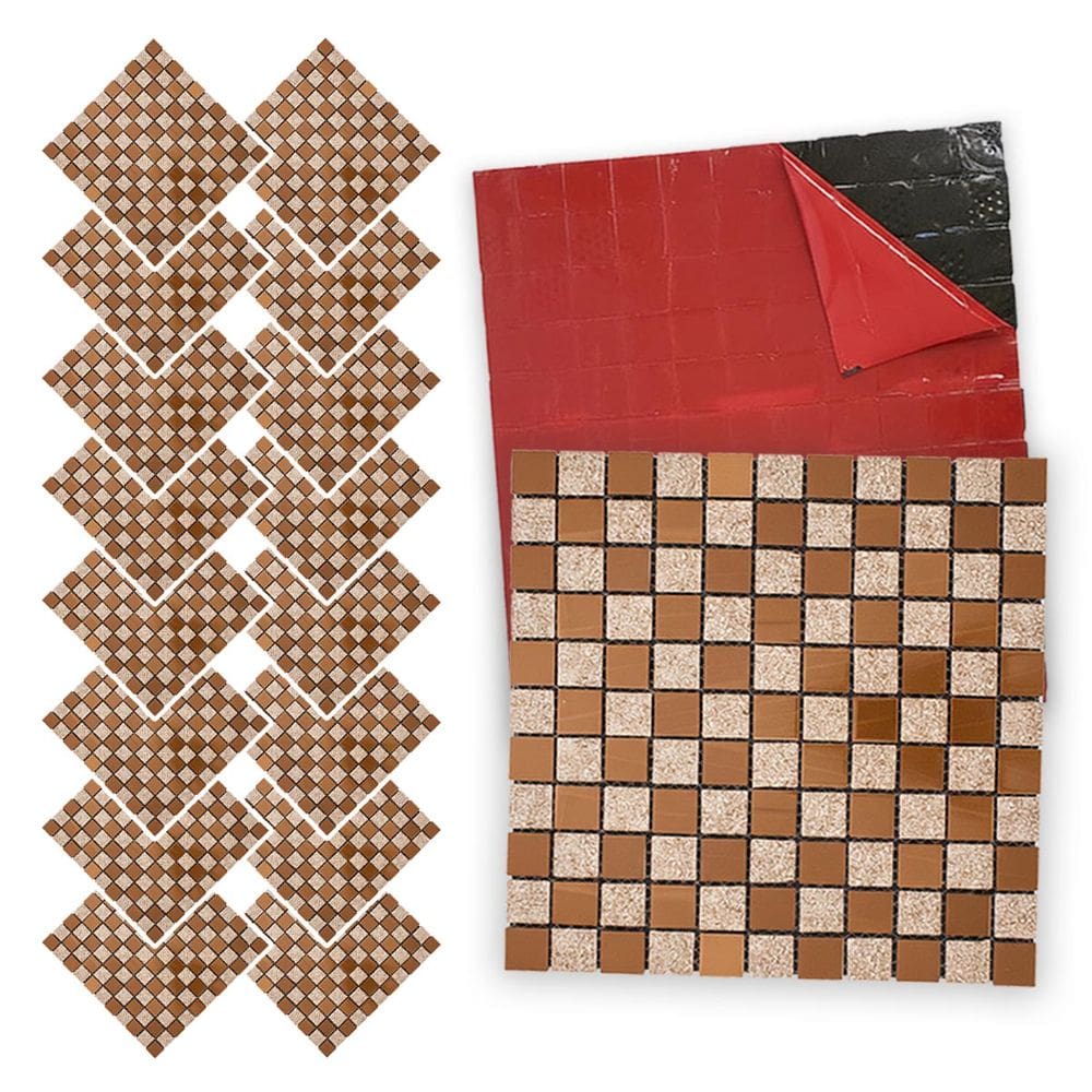 Pastilha De Vidro Autocolante Kit 16 Uni Parede Lavabo Box Banheiro Sala Decorativa Facil Aplicacao Requintada Moderna