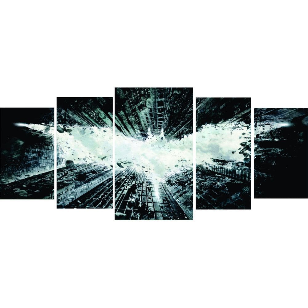 Quadro Mosaico 5 Peças Mdf Logo Batman Acabamento Fosco