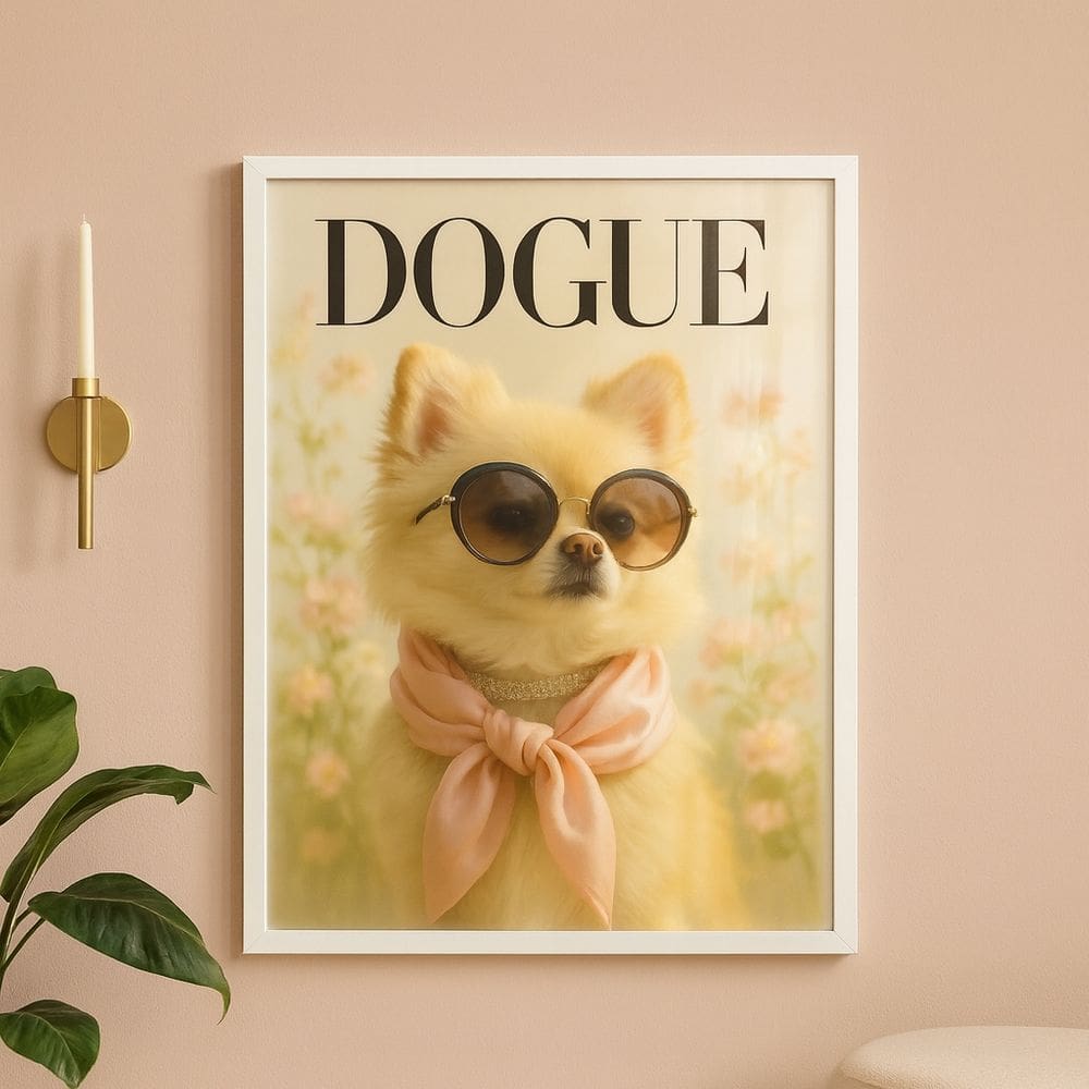 Quadro Cachorrinha Lulu Da Pomerânea Fashion 45x34cm