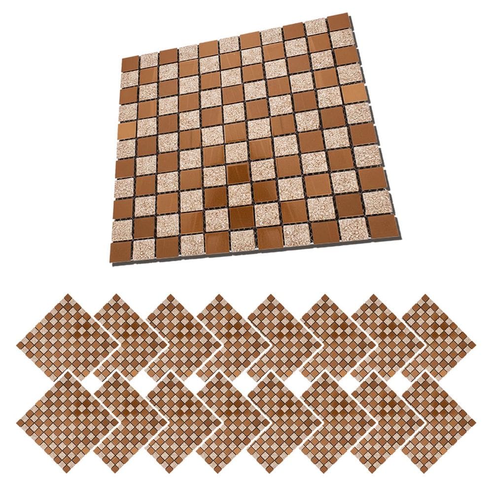 Pastilha De Vidro Autocolante Kit 16 Uni Parede Cozinha Box Banheiro Sala Decorativa Facil Aplicacao Requintada Moderna