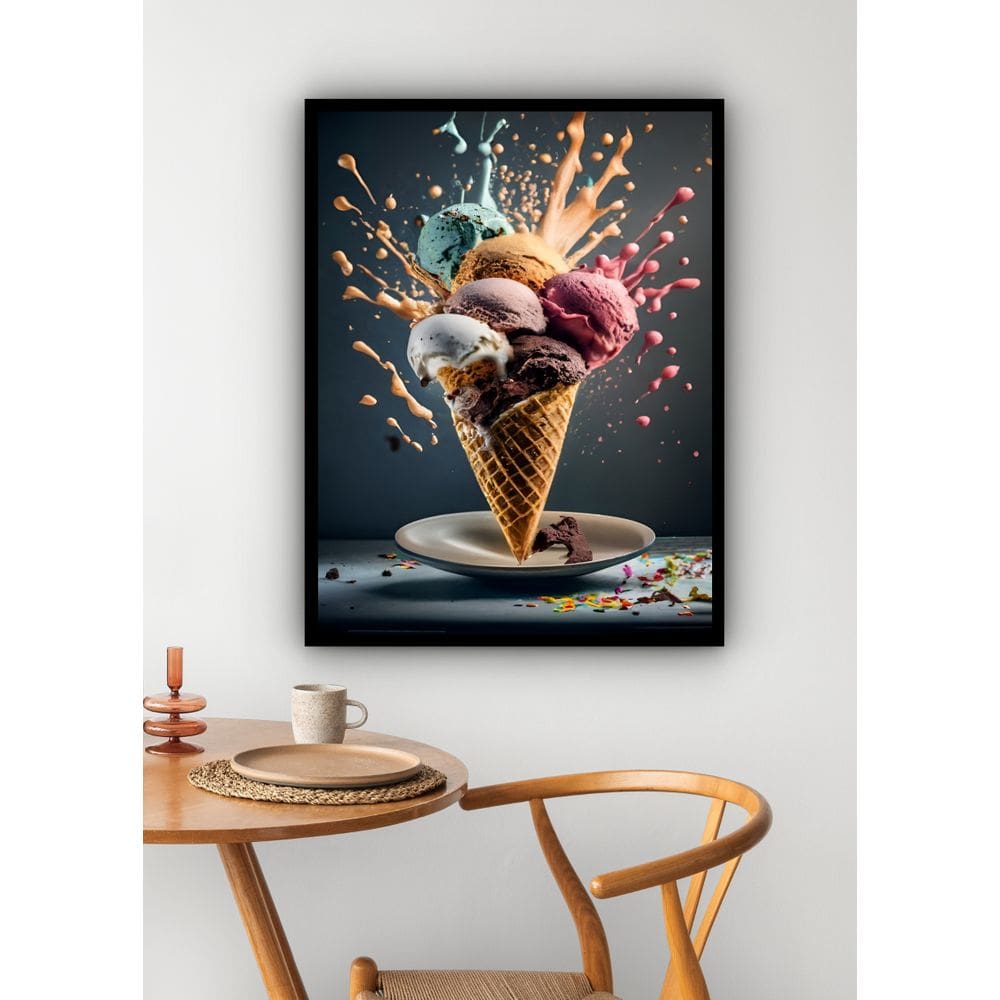 Quadro Decorativo Sorveteria Sorvete Colorido  - 70x50cm