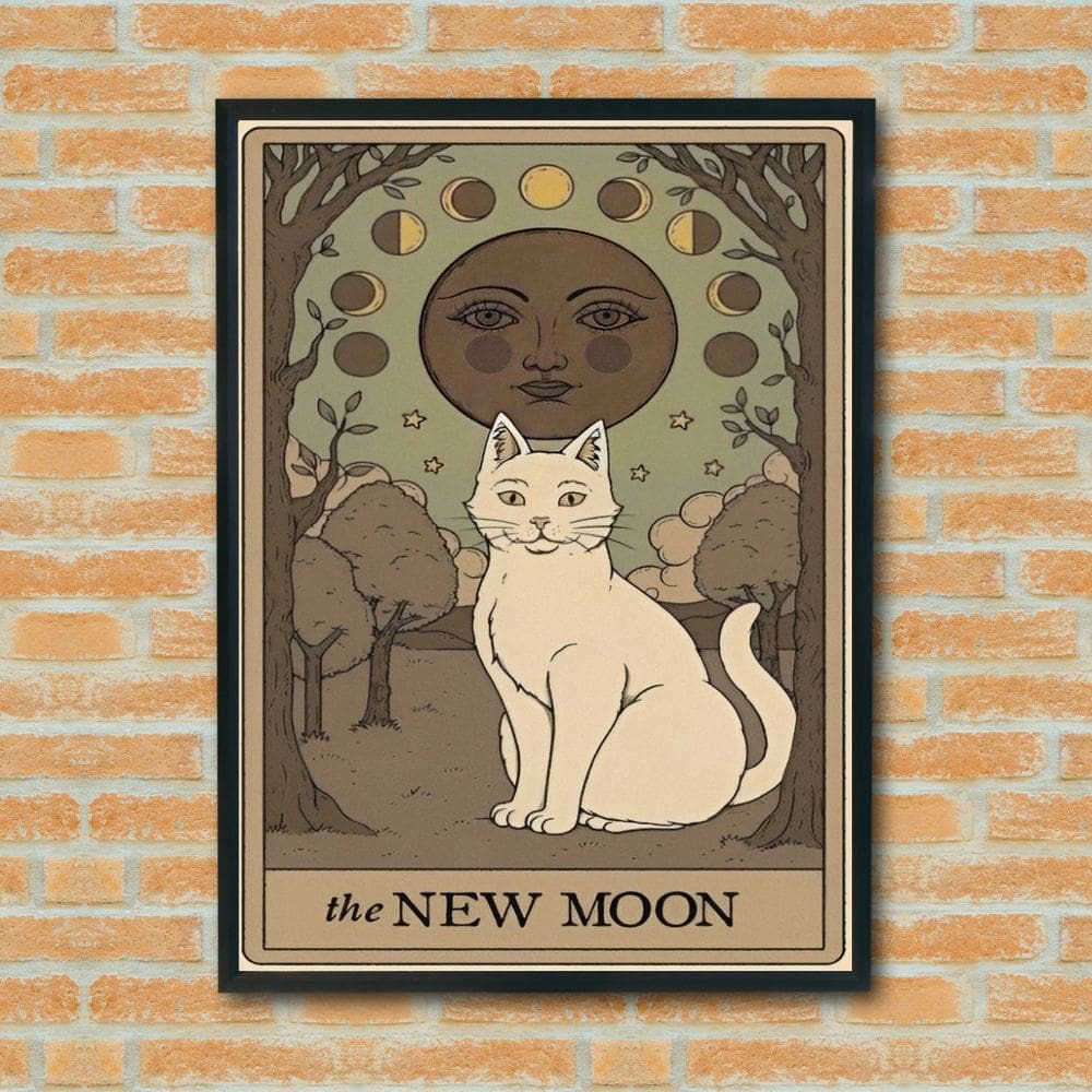 Quadro Decorativo Tarot Gato A Lua Nova  - 70x50cm