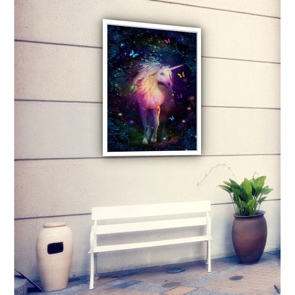 Quadro Decorativo Unicórnio Borboletas  - 70x50cm