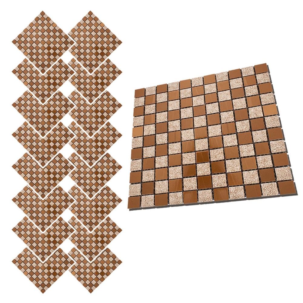 Pastilha De Vidro Autocolante Kit 16 Uni Parede Cozinha Banheiro Box Sala Decorativa Facil Aplicacao Requintada Moderna