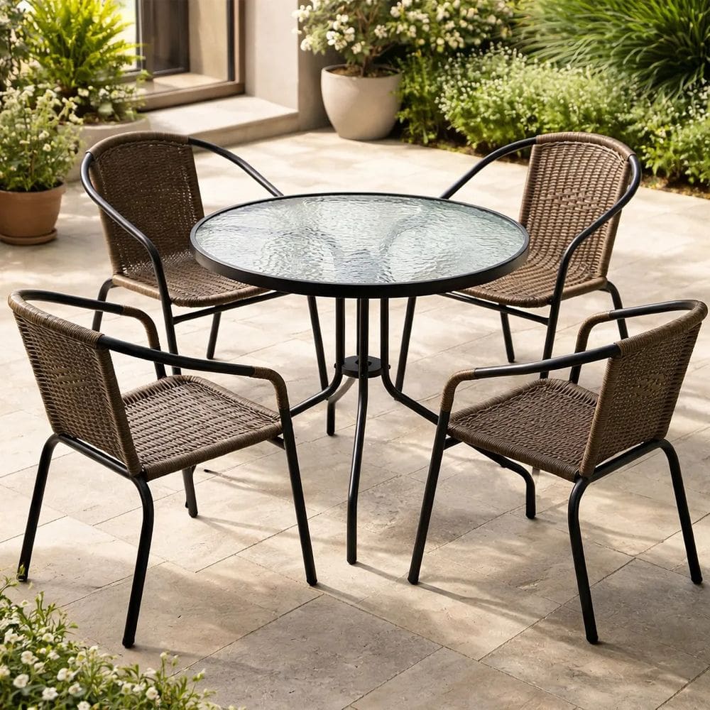 Conjunto De Varanda E Jardim Mesa 80cm E 4 Cadeiras - Ibiza