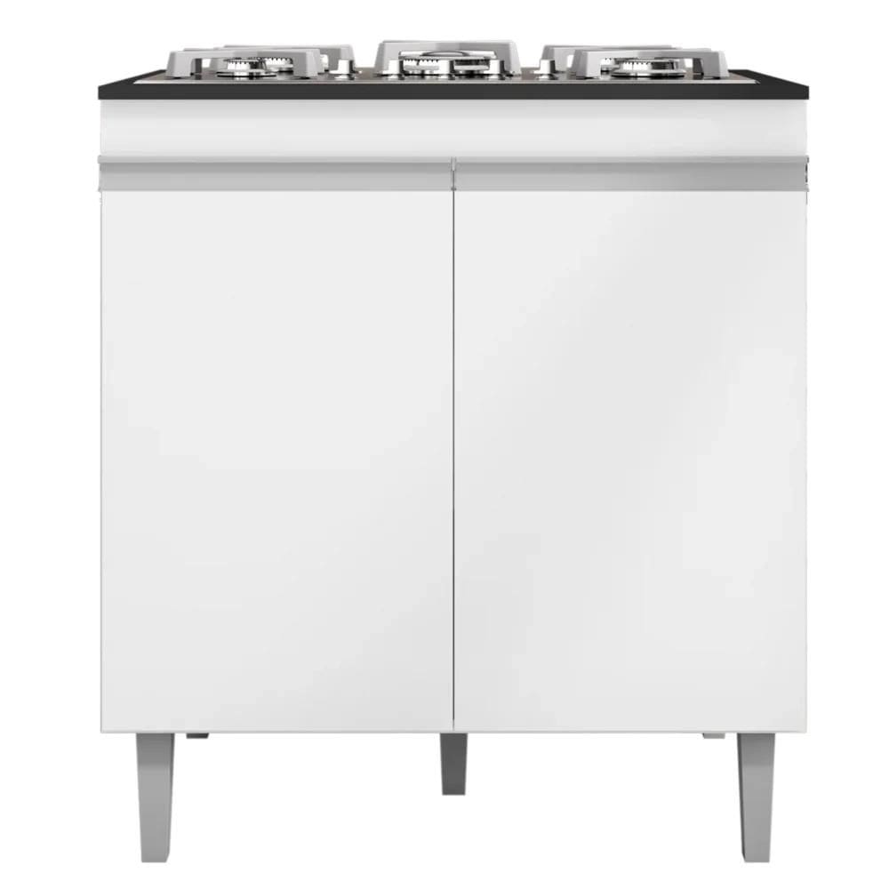 Balcão com Tampo para Cooktop 5 Bocas 2 Portas Andréia Branco - Ajl Móveis
