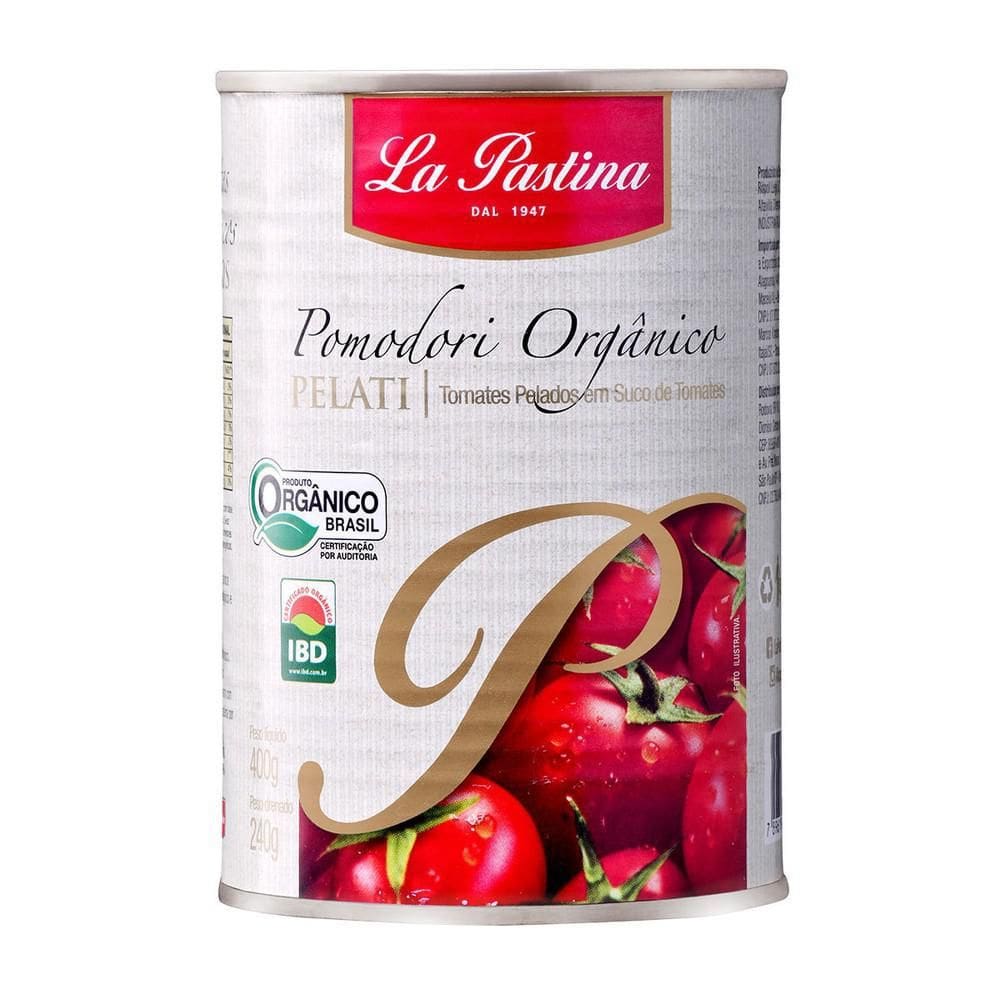 Tomate Pelati Orgânico Italiano La Pastina 400G