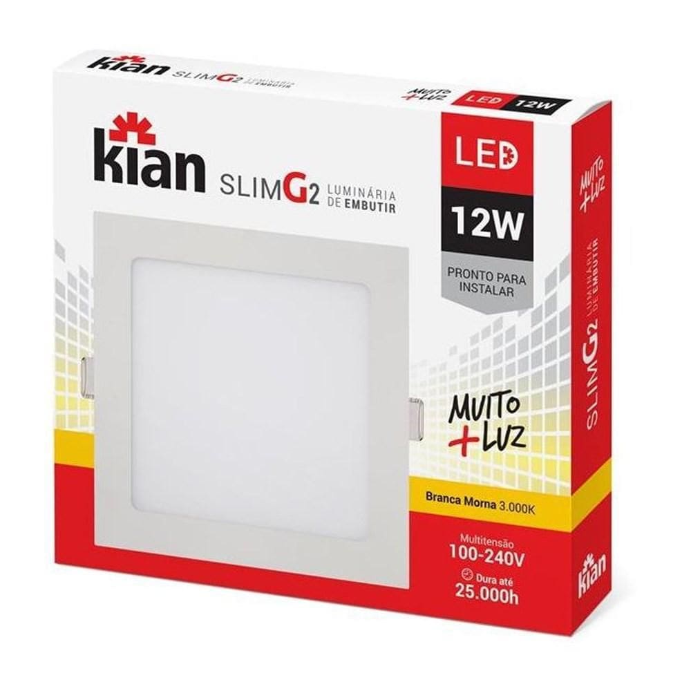 Luminária Led Kian Paflon Slim G Quadrada 12W 6000K Kian