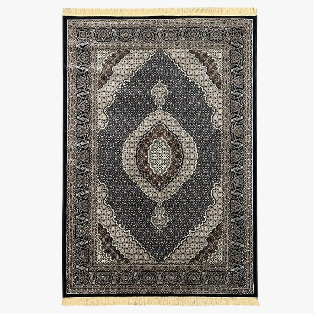 Tapete Tabriz Mahi Preto Indiano 140X200 Cm Tipo Persa Belga