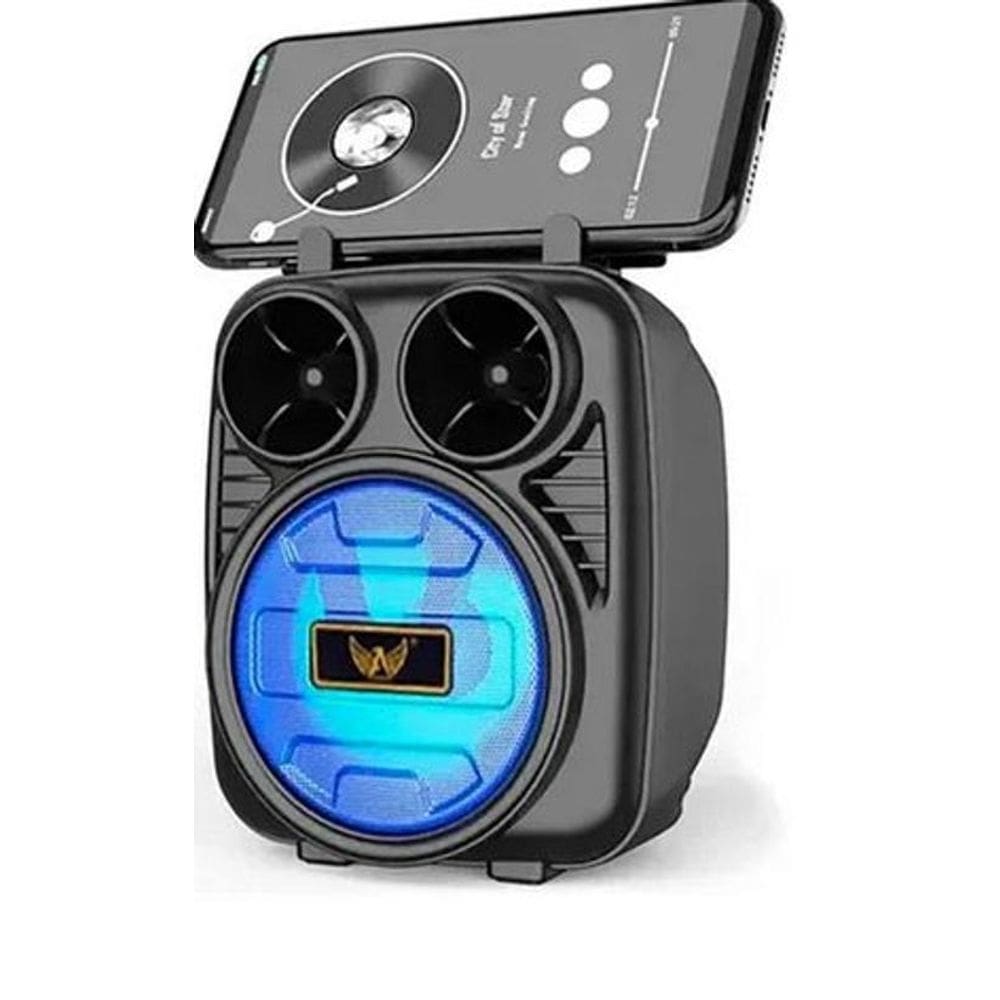 Caixa De Som Bluetooth Al-1182 Ltomex Com Led Sd Fm   Azul