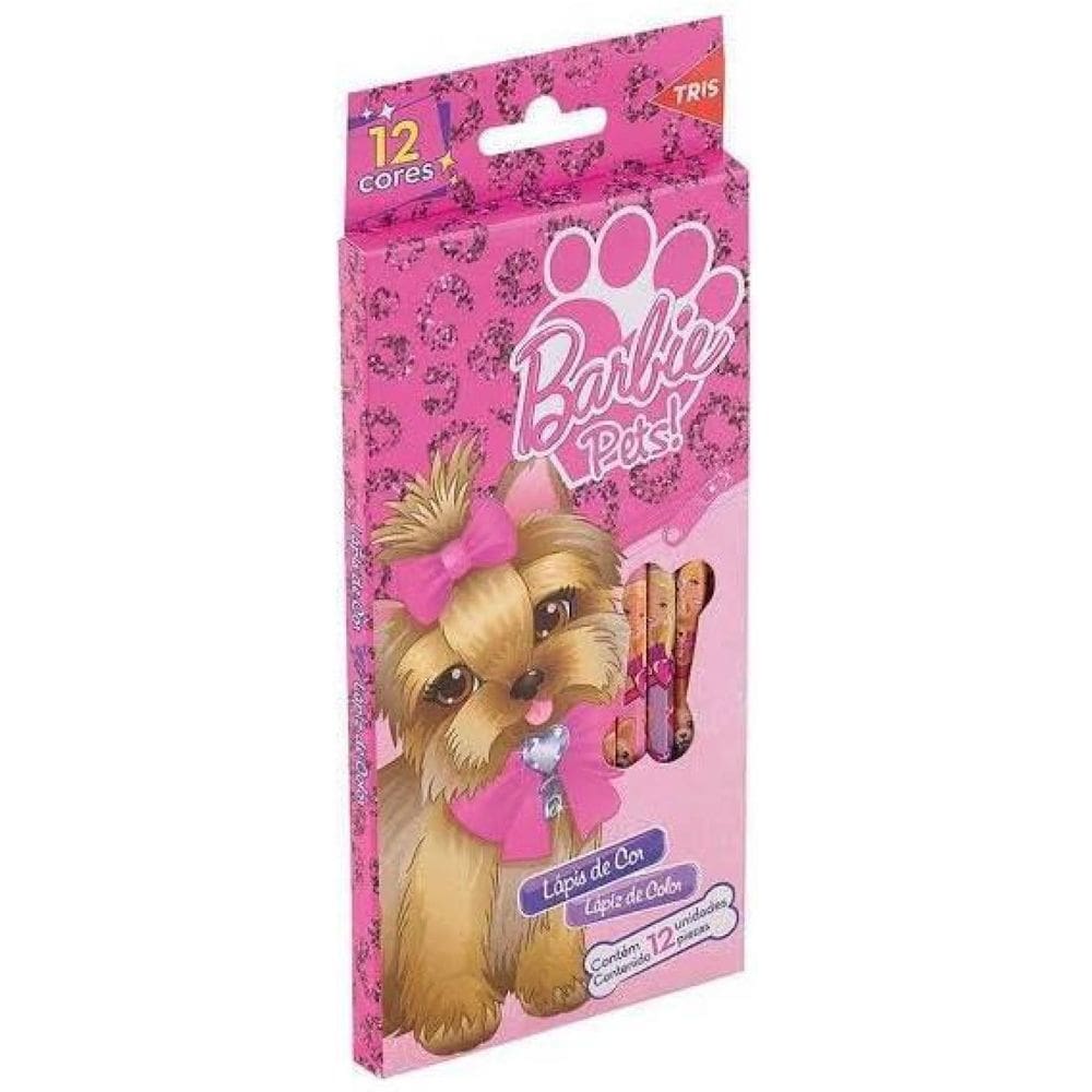 Lápis De Cor 12 Cores Barbie Pets Tris
